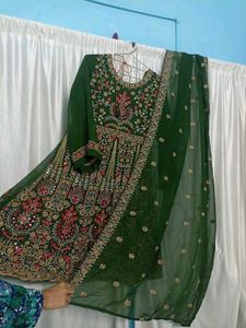 Embellished Green Kurta Set