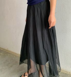 Flowy Black Asymmetrical Skirt