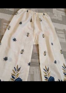 White Floral Print Kurta Set