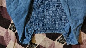 Denim Smocked Top
