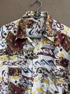 Retro Abstract Print Short Sleeve Shirt