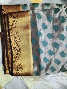 Elegant Silk Saree with Teal Motifs