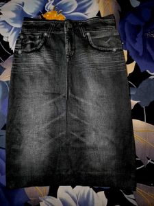 blackish grey pencil fit skirt polyester fabric