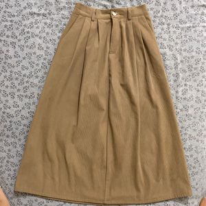 Corduroy Pleated Midi Skirt