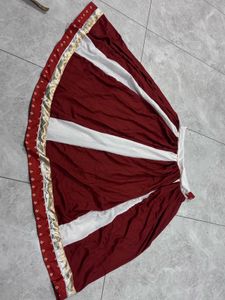 Stylish Maroon and White Striped Lehenga