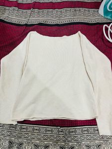 White Casual Knit Top