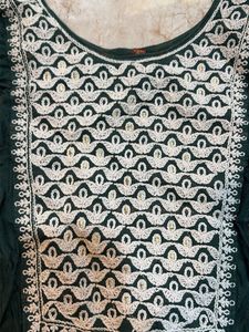 Elegant Teal Kurta with Intricate Neckline