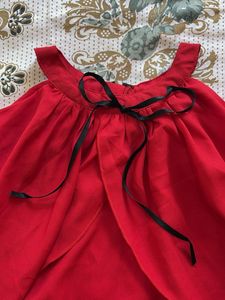 Flowy Off shoulder Red Tunic with Bow Detail