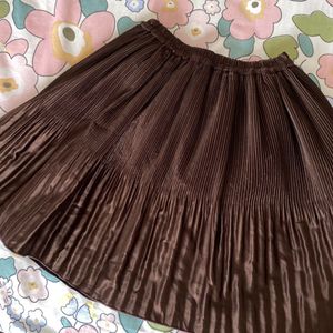 Brown Pleated Mini Skirt