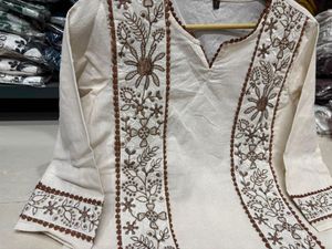 Elegant Beige Embroidered Kurta Set