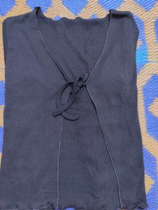 Brown Tie-Front Cardigan Top