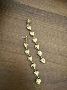 Gold Heart Dangle Earrings