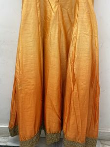 Ethnic Gown With Dupatta Orange Yellow Colour