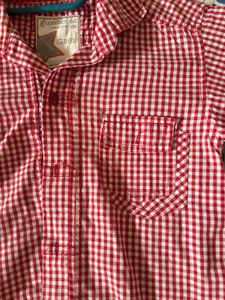 Red Gingham Short Sleeve Button up Shirt