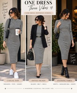 🖤 Primark Monochrome Stripe Knit Dress