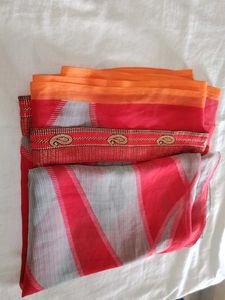 Vibrant Red &amp; Orange Saree