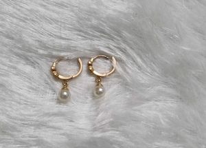 Elegant Pearl Drop Hoop Earrings