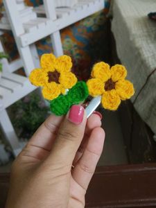 Crocheted Flower Hair Clips
