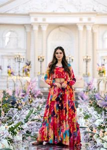 Red Colour Attractive Partywear Chiffon With Gown