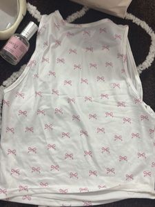 White Tank Top with Pink Bows