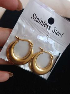 Elegant Gold  Stainless Steel Hoop Earrings