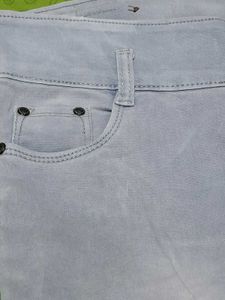 Light Wash Denim Jeans with Ruched Details
