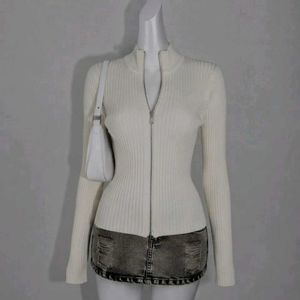 Ribbed Zip-Up Sweater