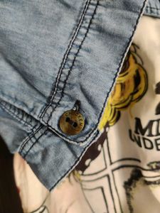 Unique Graphic Print Denim Shirt