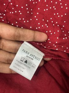 Park Avenue Maroon Polka Dot Snatched Waist Shirt