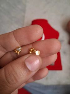 Gold Stud Earrings with Stones