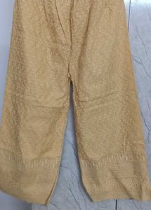 Embroidered Chicken Cotton Palazzo Pants