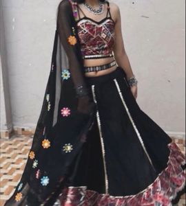 Stylish Black Embroidered Lehenga Choli