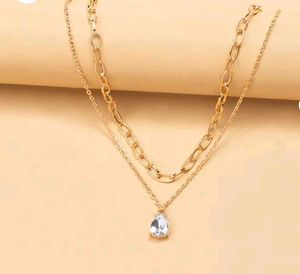 Double Layered Gold Necklace with Pendant
