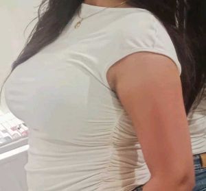 White Fitted Ruched Top