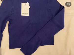 Pull&amp;Bear Blue Ribbed Cut-Out Top