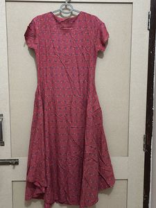 Dusty Rose Print Midi Dress