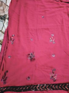 Beautiful Pink Embellished Saree