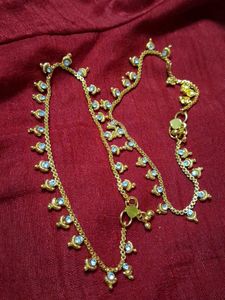 Elegant Gold Anklets with Stones