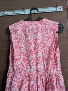Flowy Pink Floral Tiered Dress