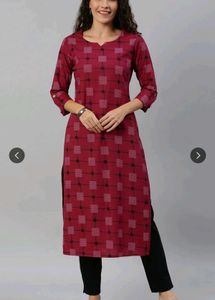 Maroon Geometric Print Long Kurta