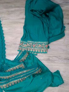 anarkali organza tissue suit