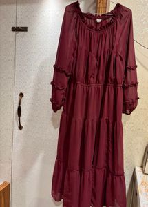 Elegant Tiered Burgundy Chiffon Dress