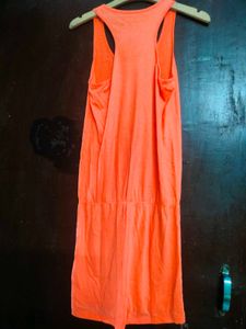 Coral Palm Tree Dress Neon color