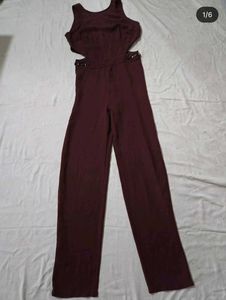 Chic Maroon Cutout Jumpsuit