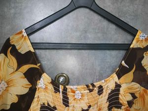 korean Off-Shoulder Floral Print Midi Dress