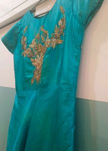 Elegant Teal Embroidered Gown