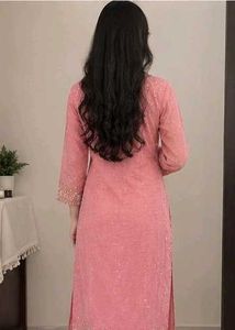 Beautiful Embellished Peach Kurta Set