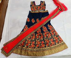 🇳🇿💫🎀Embroidered Blue &amp; Red Lehenga Choli Set