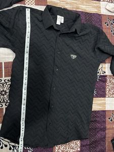 Men's Textured Black Long Sleeve Shirt