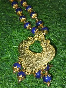Blue Beaded Gold Necklace Set